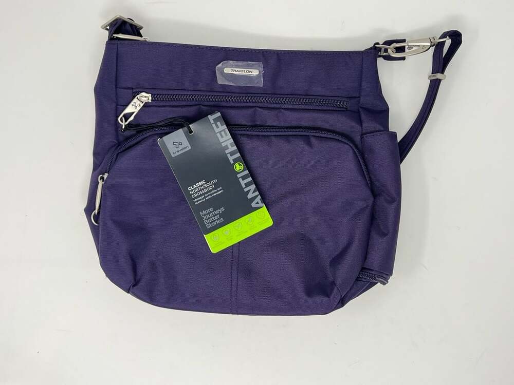Travelon Anti-Theft Classic North/South Crossbody Bag Purple RFID blocking